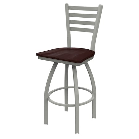 Holland Bar Stool Co 25" Swivel Counter Stool, Nickel Finish, Dark Cherry Maple Seat 41025ANDCMpl